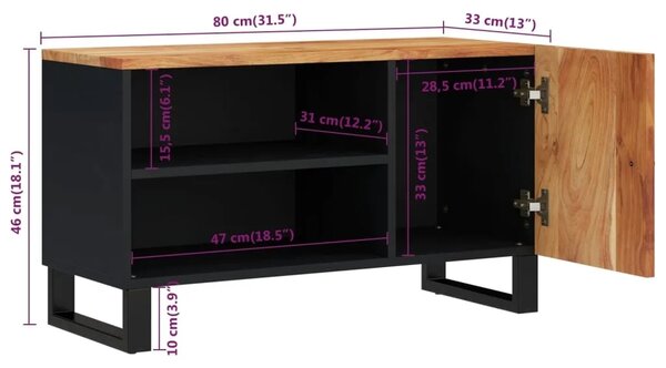 TV ormarić 80x33x46 masivno drvo bagrema i konstruirano drvo - Smeđa
