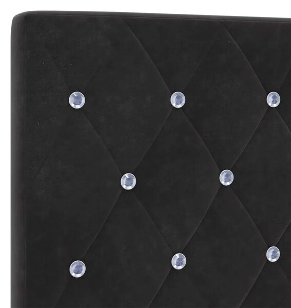 Boxspring krevet s madracem Crna 90 x 200 cm Baršun - Crna 90 x 200 cm Kristal s dugmadima