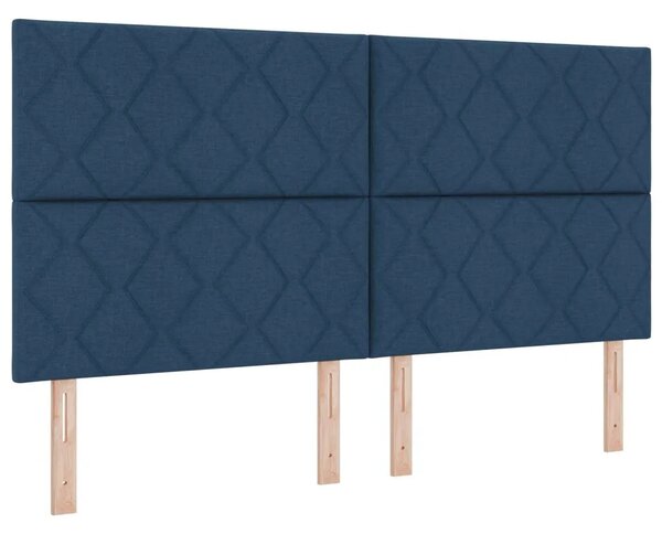 Boxspring krevet s madracem Plava 180 x 200 cm Tkanina - Plava 180 x 200 cm Dizajn s rombovima