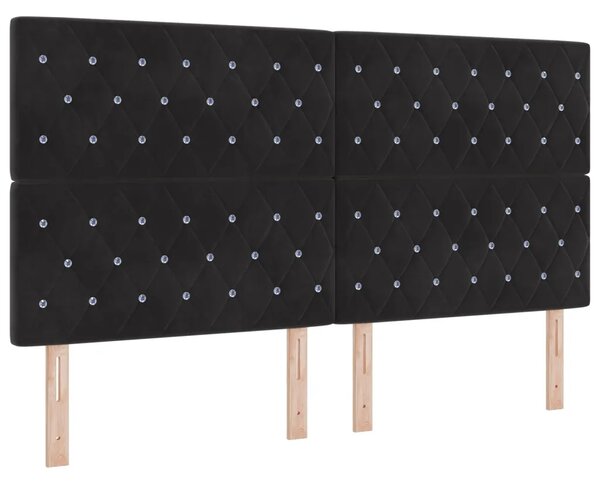 Podesivi krevet s madracem s uzglavljem 2 kom. Crna Baršun - Crna 180 x 200 cm Kristal s dugmadima