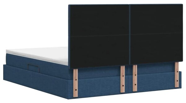 Krevet s od storage s uzglavljem Plava 180 x 200 cm Tkanina - Plava 180 x 200 cm Dizajn s rombovima