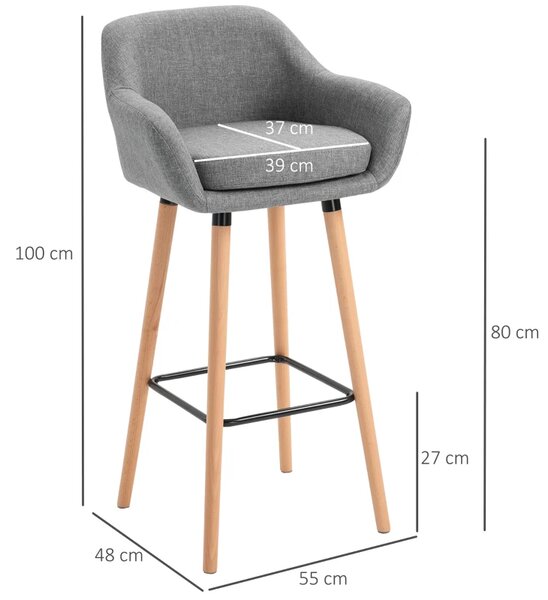 Set barskih stolica od 2 dijela 55 cm x 48 cm x 100 cm - Bež