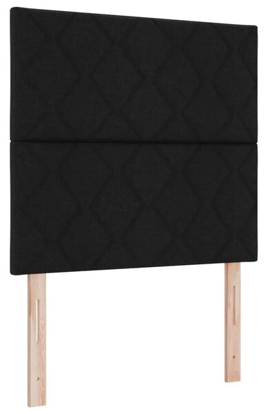 Boxspring krevet s madracem Crna 90 x 200 cm Tkanina - Crna 90 x 200 cm Dizajn s rombovima