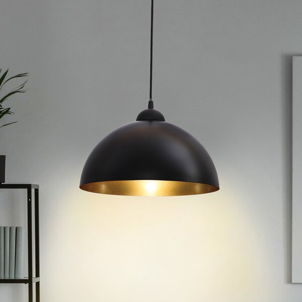 B.K. Licht Goldi viseća lampa, set od 2, crna/zlatna, Ø 30 cm, metal, E27, prigušiva, Crno, Dnevni boravak/blagovaonica