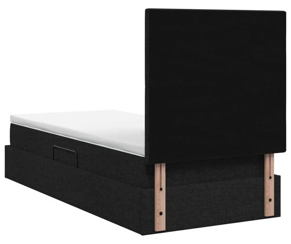 Krevet s madracem i skladištem Crna 90 x 190 cm tkanina - Crna 90 x 190 cm Dizajn s rombovima