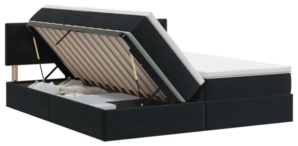Krevet s od storage s uzglavljem 2 kom. Crna - Crna 180 x 200 cm Prošiveno gumbima