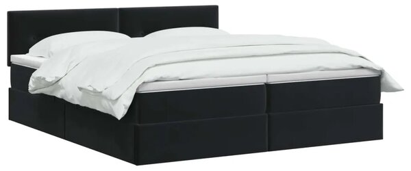 Krevet s od storage s uzglavljem 2 kom. Crna - Crna 180 x 200 cm Prošiveno gumbima