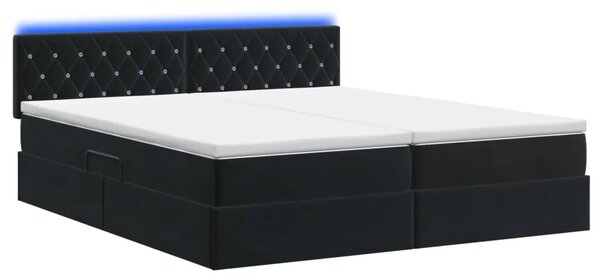 LED krevet za pohranu s madracem Crna 180 x 200 cm Baršun - Crna 180 x 200 cm Kristal s dugmadima