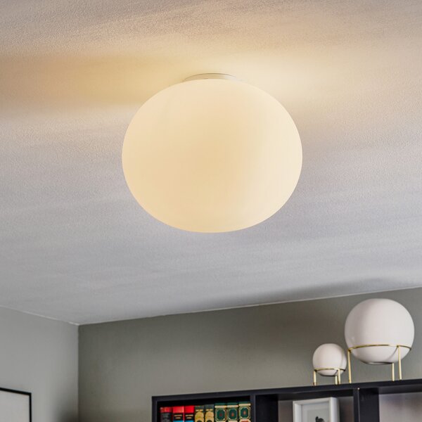FLOS Glo-Ball - sferna stropna svjetiljka 33 cm, prigušiva, Bijela, Dnevni boravak/blagovaonica, Staklo, Metak