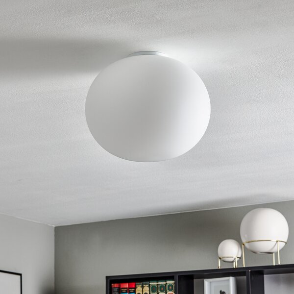 FLOS Glo-Ball - sferna stropna svjetiljka 33 cm, prigušiva, Bijela, Dnevni boravak/blagovaonica, Staklo, Metak