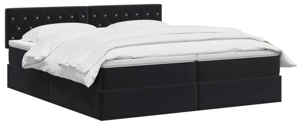 Krevet s od storage s uzglavljem 2 kom. Crna - Crna 180 x 200 cm Kristal s dugmadima