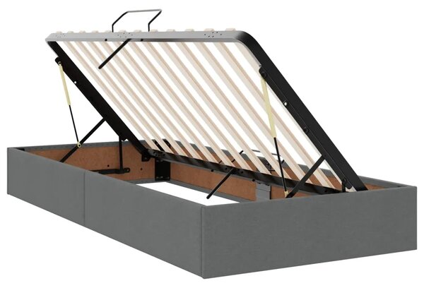 LED krevet za pohranu s madracem Tamnosiva 90 x 200 cm Tkanina - Tamnosiva 90 x 200 cm Prošiveno gumbima