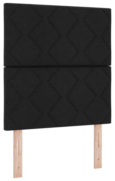 Krevet s madracem i skladištem Crna 90 x 190 cm tkanina - Crna 90 x 190 cm Dizajn s rombovima
