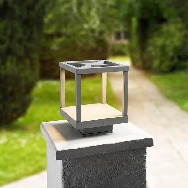 Lucande LED postolje, Lealan, siva, metalna, 23 cm, IP54, Sivo, Aluminij
