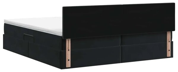 Krevet s od storage s uzglavljem 2 kom. Crna - Crna 180 x 200 cm Kristal s dugmadima