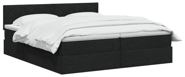 Krevet s od storage s uzglavljem 2 kom. Crna Lažna koža - Crna 180 x 200 cm Dizajn s rombovima