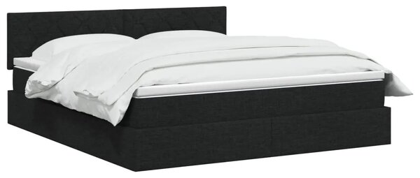Krevet s madracem i skladištem Crna 180 x 200 cm Baršun - Crna 180 x 200 cm Dizajn s rombovima