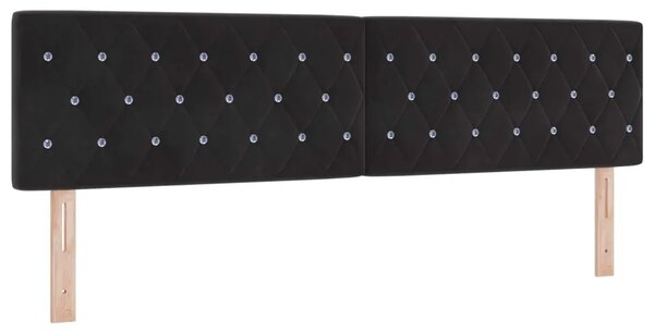 Podesivi krevet s madracem s uzglavljem 2 pcs Crna Baršun - Crna 180 x 200 cm Kristal s dugmadima