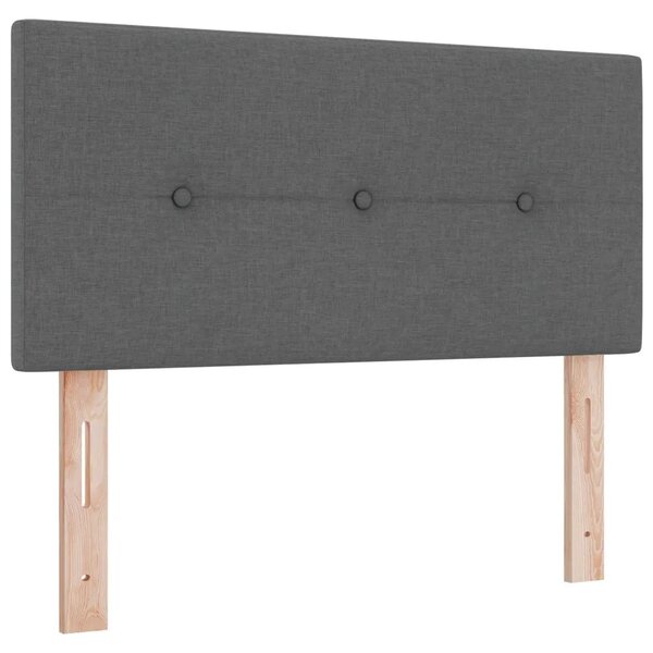 Krevet s box springom madracem i LED-om Tamnosiva 90 x 190 cm - Tamnosiva jedna veličina Prošiveno gumbima