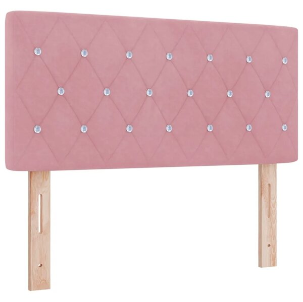 Boxspring krevet s madracem Ružičasta 90 x 200 cm Baršun - Ružičasta 90 x 200 cm Kristal s dugmadima