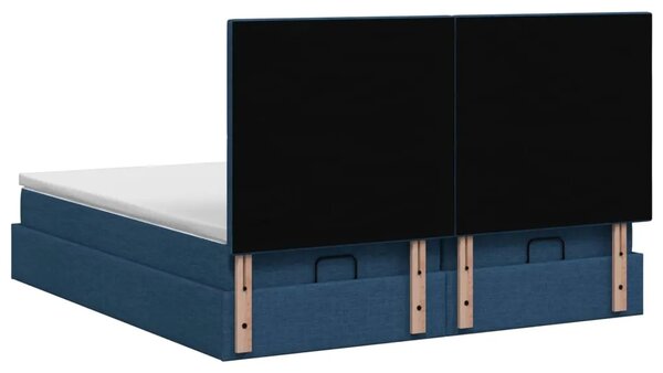 Podesivi krevet s madracem s uzglavljem 2 kom. Plava Tkanina - Plava 180 x 200 cm Dizajn s rombovima