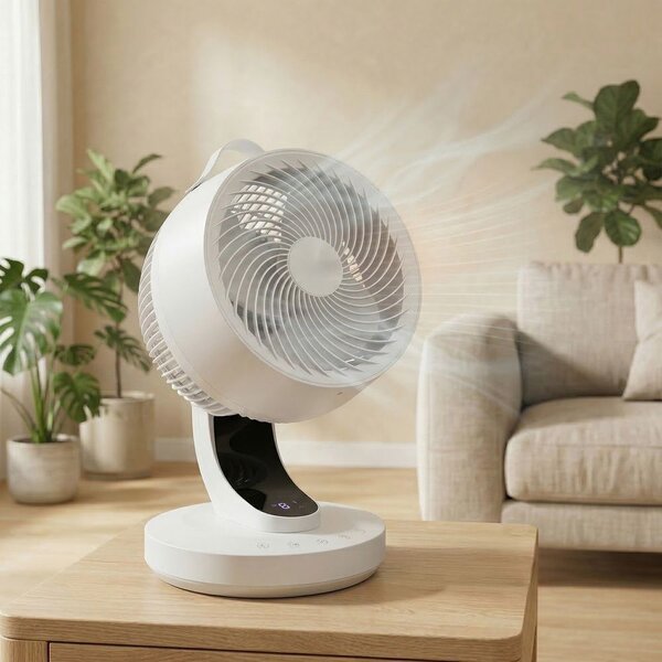 Ventilator s LED zaslonom, tihi ventilator - Bijela - 26x25x38,4 cm