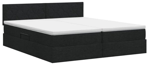 Krevet s od storage s uzglavljem 2 kom. Crna Lažna koža - Crna 180 x 200 cm Dizajn s rombovima