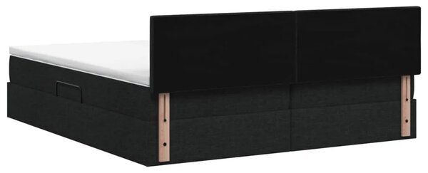 Krevet s od storage s uzglavljem 2 kom. Crna Lažna koža - Crna 180 x 200 cm Dizajn s rombovima