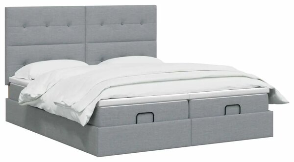 Krevet od pjene s madracem i LED-om Svjetlosiva 200 x 200 cm - Svjetlosiva 200 x 200 cm Prošiveno gumbima