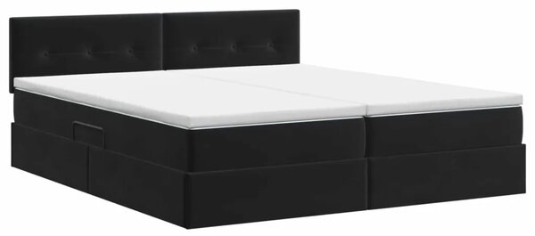 Krevet s od storage s uzglavljem 2 kom. Crna - Crna 180 x 200 cm Prošiveno gumbima