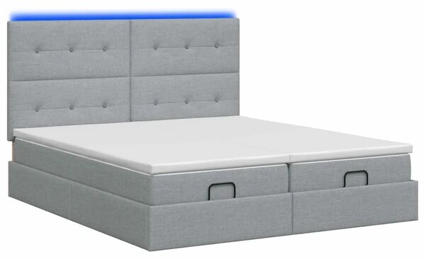 Krevet od pjene s madracem i LED-om Svjetlosiva 200 x 200 cm - Svjetlosiva 200 x 200 cm Prošiveno gumbima