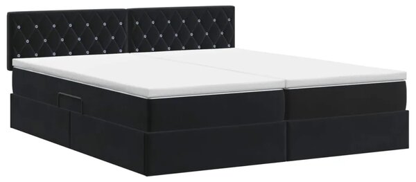 Krevet s od storage s uzglavljem 2 kom. Crna - Crna 180 x 200 cm Kristal s dugmadima