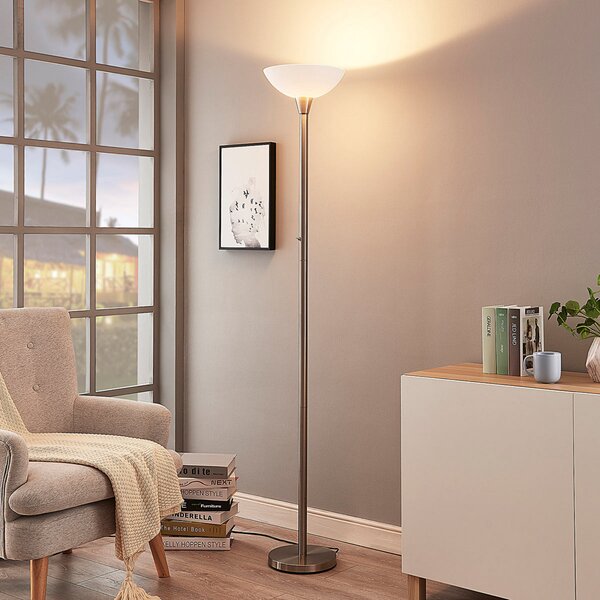 Lindby podna lampa Ignacia, boja nikla, staklo, 180 cm, E27, Metalik, Dnevni boravak/blagovaonica, Metal