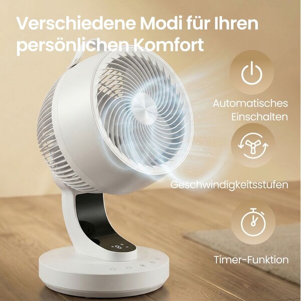 Ventilator s LED zaslonom, tihi ventilator - Bijela - 26x25x38,4 cm