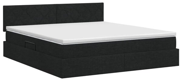Krevet s madracem i skladištem Crna 180 x 200 cm Baršun - Crna 180 x 200 cm Dizajn s rombovima
