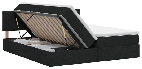 Krevet s od storage s uzglavljem 2 kom. Crna Lažna koža - Crna 180 x 200 cm Dizajn s rombovima