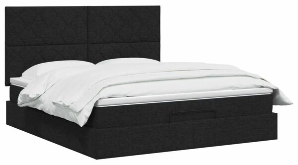 Podesivi krevet s madracem Crna 180 x 200 cm Tkanina - Crna 180 x 200 cm Dizajn s rombovima