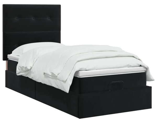 Podesivi krevet s madracem Crna 90 x 200 cm Baršun - Crna 90 x 200 cm Prošiveno gumbima