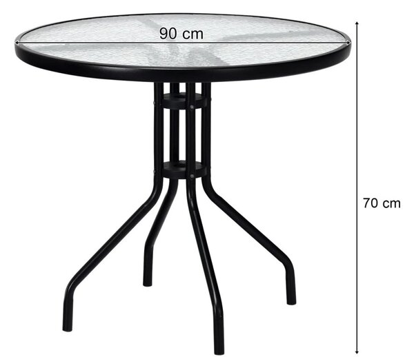 Okrugli vrtni stol sa staklenom pločom 90cm