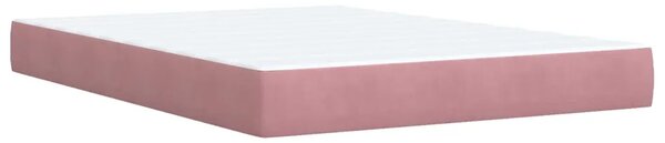 Boxspring krevet s madracem Ružičasta 140 x 190 cm Baršun - Ružičasta 140 x 190 cm Prošiveno gumbima