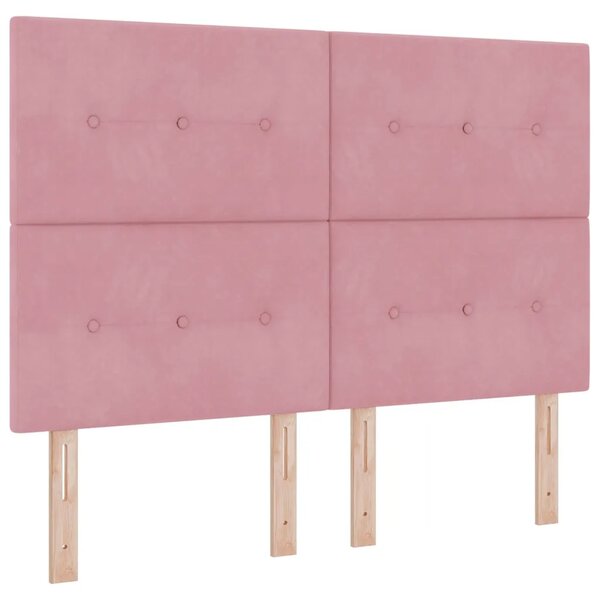 Boxspring krevet s madracem Ružičasta 140 x 190 cm Baršun - Ružičasta 140 x 190 cm Prošiveno gumbima
