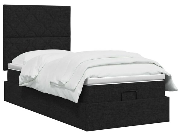Podesivi krevet s madracem Crna 90 x 190 cm Tkanina - Crna 90 x 190 cm Dizajn s rombovima