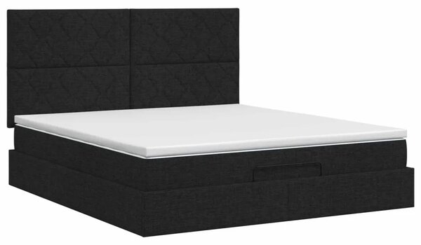 Podesivi krevet s madracem Crna 180 x 200 cm Tkanina - Crna 180 x 200 cm Dizajn s rombovima
