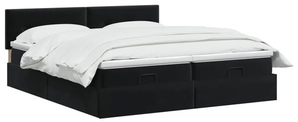 Podesivi krevet s madracem s uzglavljem 2 kom. Crna Baršun - Crna 180 x 200 cm Prošiveno gumbima