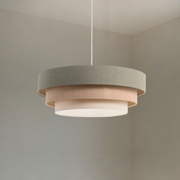 Maco Design Viseća lampa Triniti, zelena/bež/krem, Ø 60 cm, tekstil, prigušiva, Zelena, Dnevni boravak/blagovaonica, Tkanina / tekstil