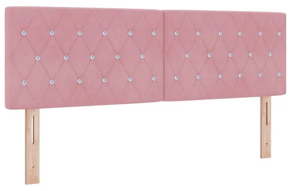 Boxspring krevet s madracem Ružičasta 160 x 200 cm Baršun - Ružičasta 160 x 200 cm Kristal s dugmadima
