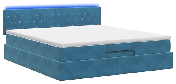 Krevet od pjene s madracem i LED-om Tamno plava 160 x 200 cm - Tamno plava 160 x 200 cm Kristal s dugmadima
