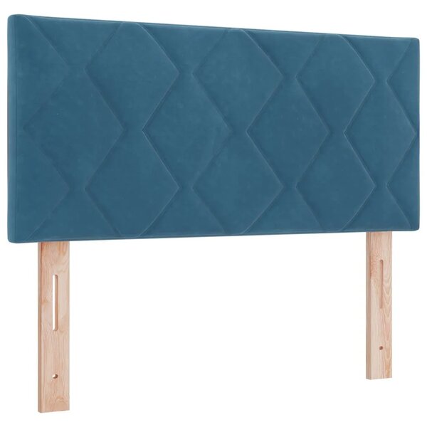 Krevet s box springom madracem i LED-om Plava 90 x 190 cm - Plava 90 x 190 cm Dizajn s rombovima