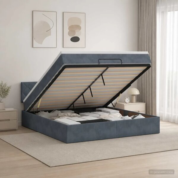 Krevet od pjene s madracem i LED-om Tamnosiva 160 x 200 cm - Tamnosiva 160 x 200 cm Dizajn s rombovima