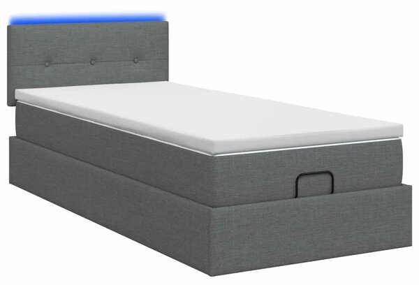 Krevet od pjene s madracem i LED-om Tamnosiva 90 x 200 cm - Tamnosiva 90 x 200 cm Prošiveno gumbima